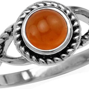 Silvershake 5MM Round Shape Cabochon Stone 925 Sterling Silver Minimalist Ring